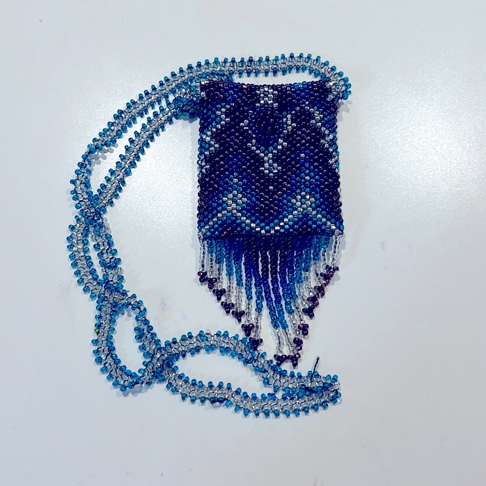 Small beaded purse necklace.
